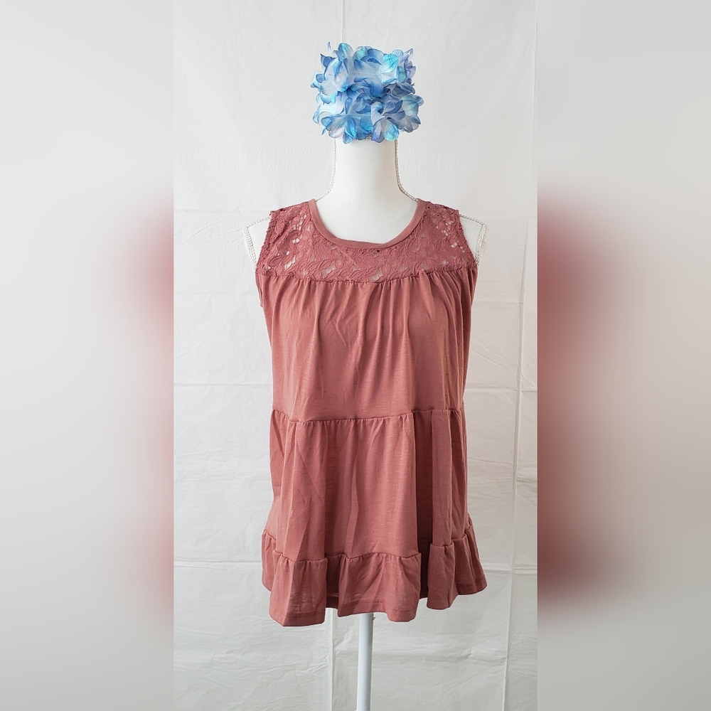 INDIGO PUPPY Smocked Peplum Tank